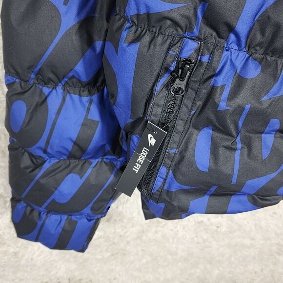 Nike Puffer Jacket Womens Medium Blue Sportswear Just Do It Logo Zip Winter Coat - Picture 11 of 11